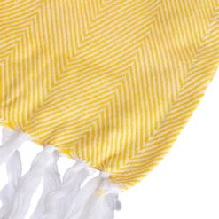 Couverture plaid 100% coton jaune avec franges 180x220cm ZIGORA -><noscript><img width=