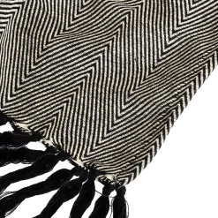 Couverture plaid 100% coton noire avec franges ZIGGY -><noscript><img width=