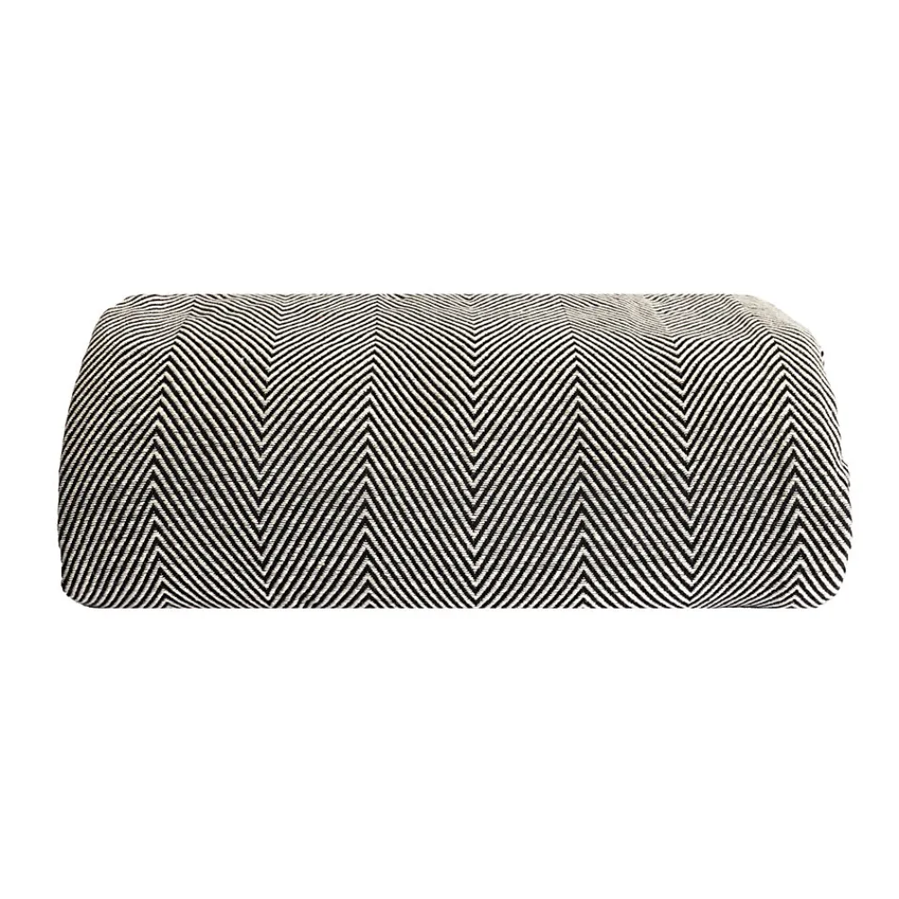 Couverture plaid 100% coton noire avec franges ZIGGY ->Sacasa Discount