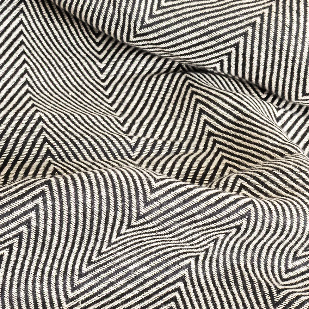 Couverture plaid 100% coton noire avec franges ZIGGY ->Sacasa Discount