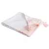 Sacasa Couverture plaid 100% coton rose pâle avec pompons 130x170cm SLAVANN -* Boutis, Couvre-Lit, Édredon