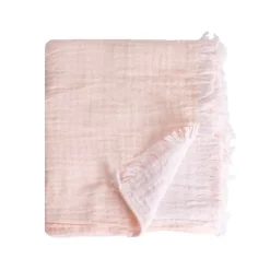 Sacasa Couverture plaid 100% coton rose pâle avec franges 130x170cm BITALD -* Boutis, Couvre-Lit, Édredon
