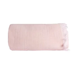 Sacasa Couverture plaid 100% coton rose pâle avec franges 130x170cm BITALD -* Boutis, Couvre-Lit, Édredon