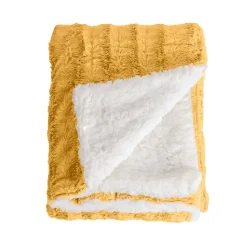 Sacasa Couverture plaid BERGIL en polyester jaune 180x220 cm -* Boutis, Couvre-Lit, Édredon
