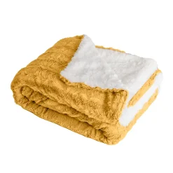 Sacasa Couverture plaid BERGIL en polyester jaune 180x220 cm -* Boutis, Couvre-Lit, Édredon