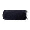 Sacasa Couverture plaid BITALD en coton 100 % - Noir avec franges - 130x170 cm -* Boutis, Couvre-Lit, Édredon