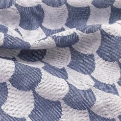 Couverture plaid DROPALL 100% coton bleu marine et blanc 130x170 cm -><noscript><img width=