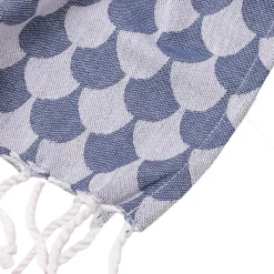 Couverture plaid DROPALL 100% coton bleu marine et blanc 130x170 cm -><noscript><img width=