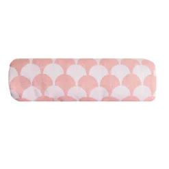 Couverture plaid DROPALL en coton 100% - Rose saumon et blanc avec franges -><noscript><img width=