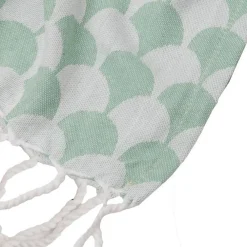 Couverture plaid en coton 100% vert à franges - DROPALL -><noscript><img width=