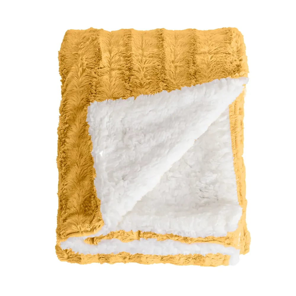 Sacasa Couverture plaid en polyester jaune 130x170 cm - Collection BERGIL -* Boutis, Couvre-Lit, Édredon