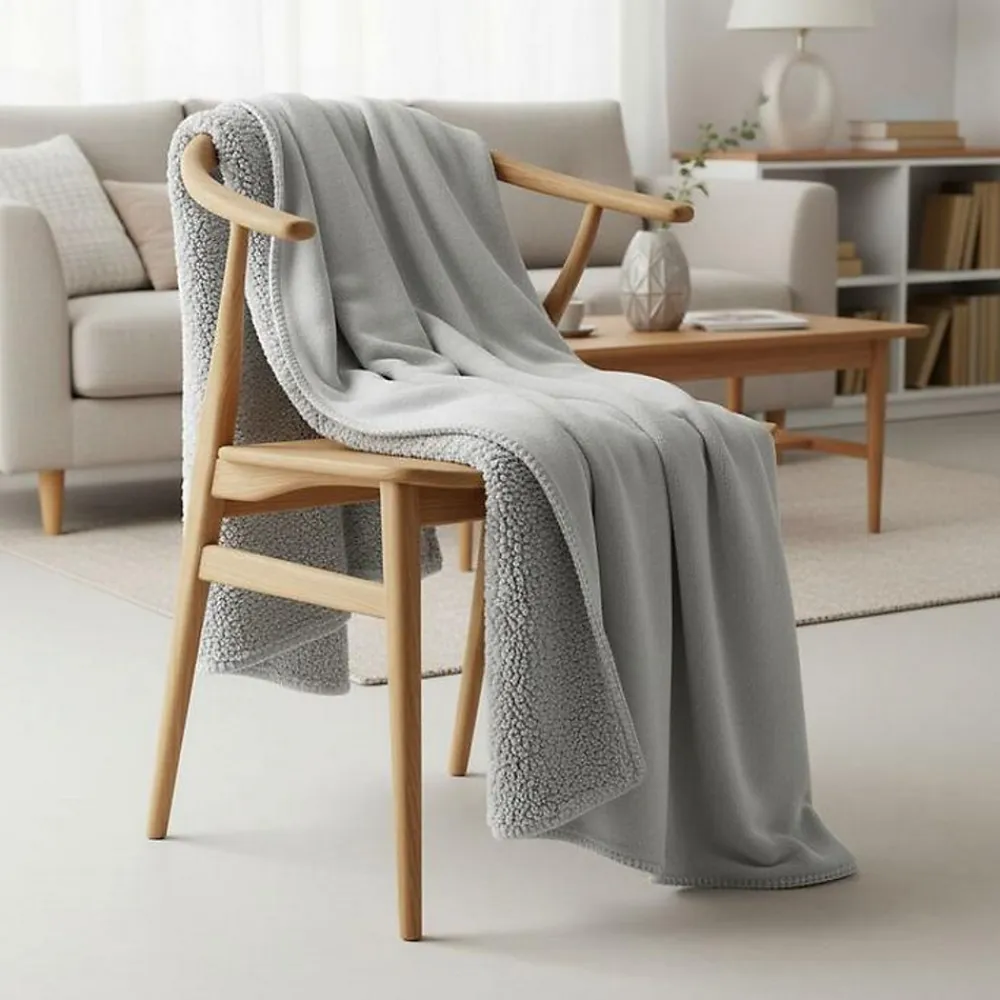 Sacasa Couverture plaid gris clair 130x170cm SMOOTIK -* Boutis, Couvre-Lit, Édredon