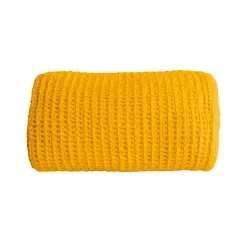 Couverture plaid jaune en coton 100% avec franges - 130x170 cm -><noscript><img width=
