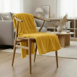 Couverture plaid jaune 130x160cm MINNOR ->Sacasa Best