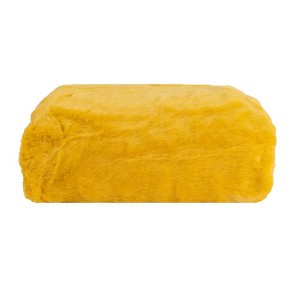 Couverture plaid jaune 130x160cm MINNOR ->Sacasa Best