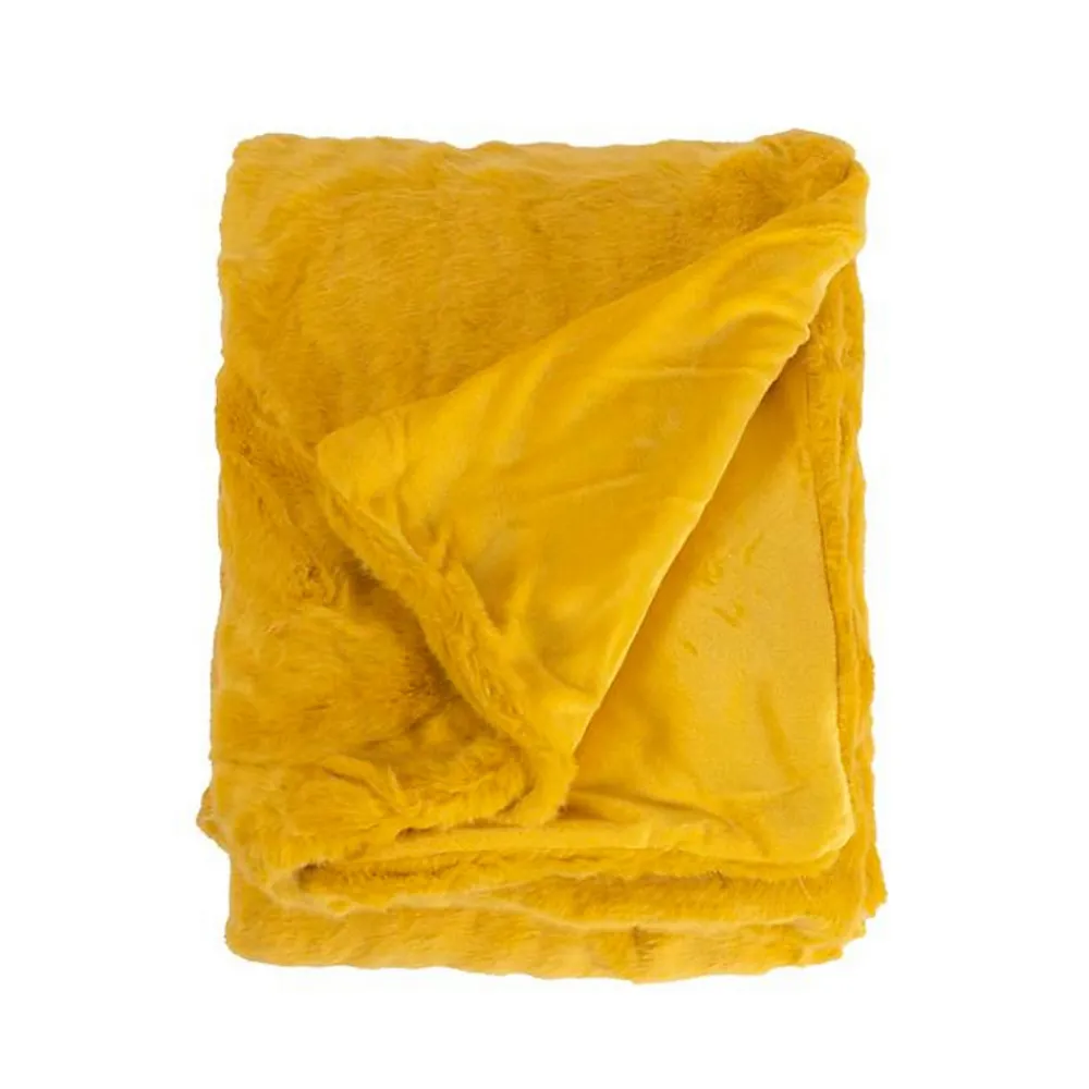 Couverture plaid jaune 130x160cm MINNOR ->Sacasa Best