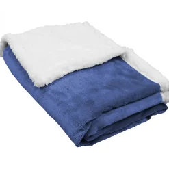 Couverture, plaid polaire pour enfant 75 x 100 cm en flanelle et sherpa ultra doux - Bleu ->Monsieur Bébé New