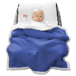 Couverture, plaid polaire pour enfant 75 x 100 cm en flanelle et sherpa ultra doux - Bleu -><noscript><img width=