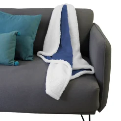 Couverture, plaid polaire pour enfant 75 x 100 cm en flanelle et sherpa ultra doux - Bleu -><noscript><img width=