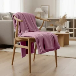 Sacasa Couverture plaid rose 130x170cm PANORA -* Boutis, Couvre-Lit, Édredon