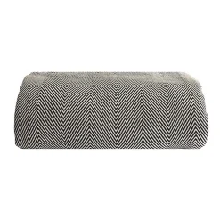 Sacasa Couverture plaid ZIGORA en coton 100 % - Noir avec franges 180x220 cm -* Boutis, Couvre-Lit, Édredon