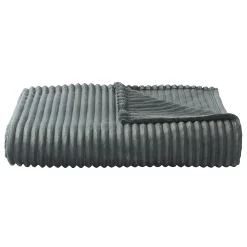 Couverture polaire - - Effet côtelé 3D (240x260 cm - Gris clair)* Couverture