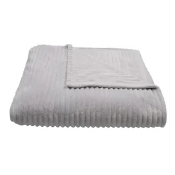 Toison d'Or Couverture polaire - - Effet côtelé 3D (240x260 cm - Gris Perle)* Couverture