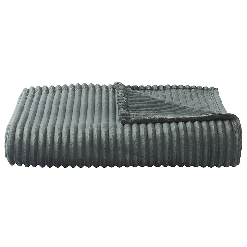 Couverture polaire - - Effet côtelé 3D (240x220 cm - Gris clair)> Sale