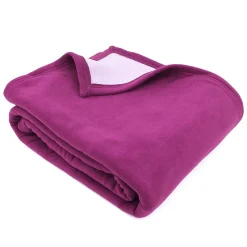 Linnea Couverture polaire luxe 180x220 cm 100% polyester 430g/m2 NARVIK Violet Prune* Couverture