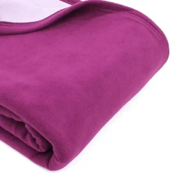Linnea Couverture polaire luxe 180x220 cm 100% polyester 430g/m2 NARVIK Violet Prune* Couverture