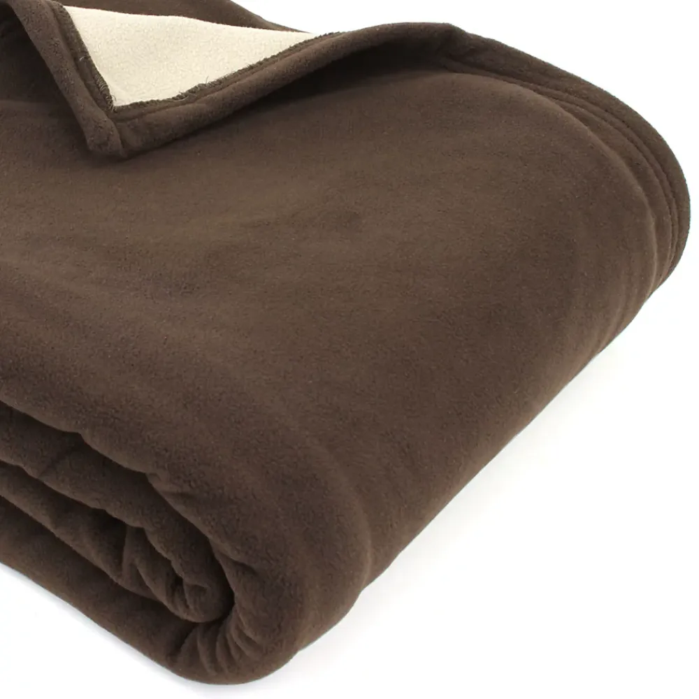 Linnea Couverture polaire luxe 180x220 cm 100% polyester 430g/m2 NARVIK Marron Chocolat* Couverture