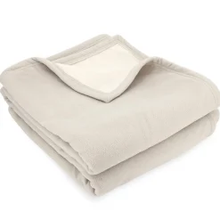Couverture polaire luxe 180x220 cm 100% polyester 430g/m2 NARVIK Galet/Naturel>Linnea New