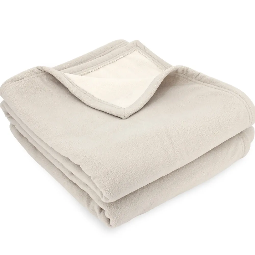 Couverture polaire luxe 180x220 cm 100% polyester 430g/m2 NARVIK Galet/Naturel>Linnea New