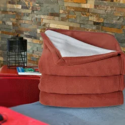 Linnea Couverture polaire luxe 180x220 cm NARVIK Gingembre/Naturel* Couverture