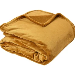 Couverture polaire microvelours 180x220 cm VELVET Jaune Miel>Linnea Best
