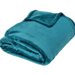 Couverture polaire microvelours 240x260 cm VELVET Bleu Lac>Linnea New