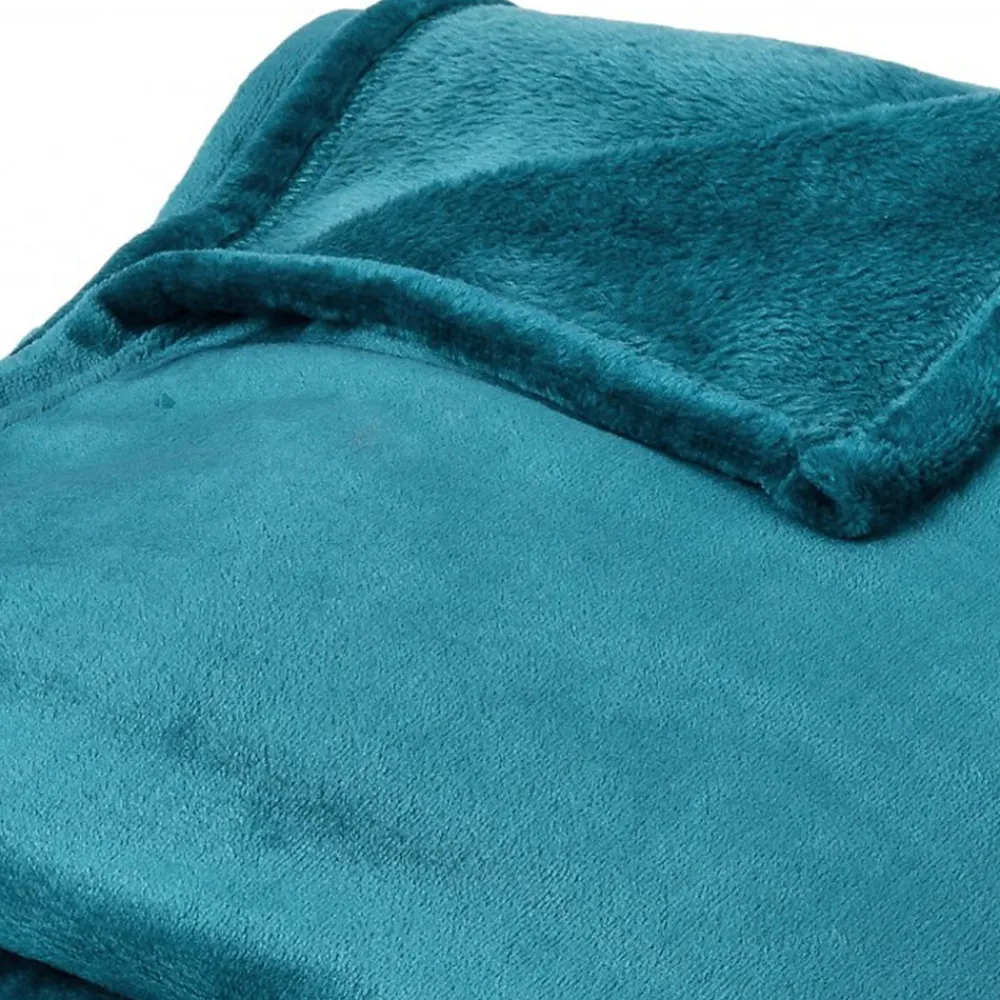 Couverture polaire microvelours 240x260 cm VELVET Bleu Lac>Linnea New