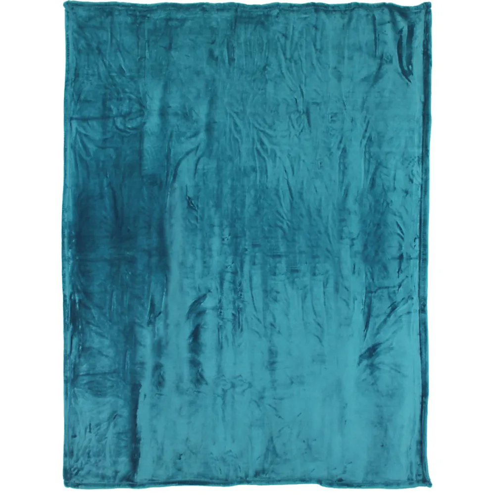 Couverture polaire microvelours 240x260 cm VELVET Bleu Lac>Linnea New