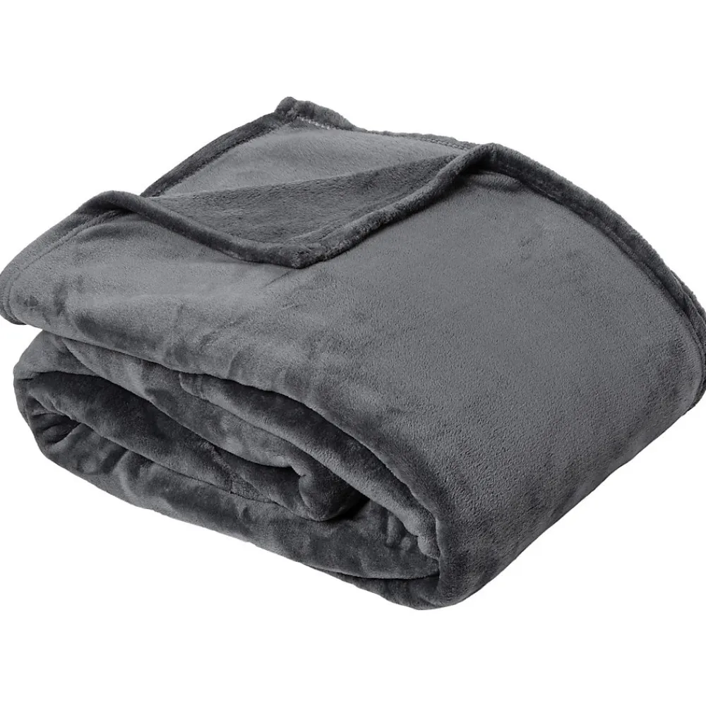 Couverture polaire microvelours 220x240 cm VELVET Gris Acier>Linnea