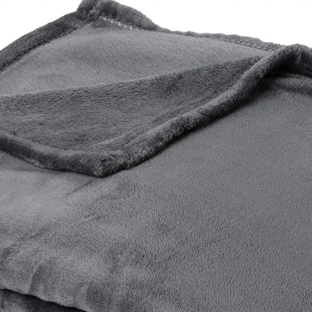Couverture polaire microvelours 220x240 cm VELVET Gris Acier>Linnea