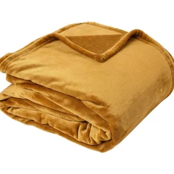 Couverture polaire microvelours 240x260 cm VELVET Jaune Miel>Linnea Hot