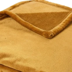 Couverture polaire microvelours 240x260 cm VELVET Jaune Miel><noscript><img width=