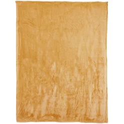 Couverture polaire microvelours 240x260 cm VELVET Jaune Miel><noscript><img width=