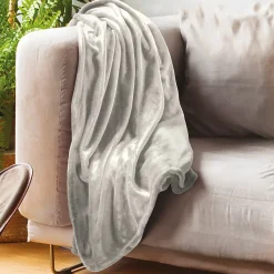 Linnea Couverture polaire microvelours 220x240 cm VELVET Gris Galet* Couverture