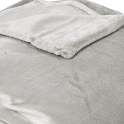 Couverture polaire microvelours 240x260 cm VELVET Gris Perle><noscript><img width=