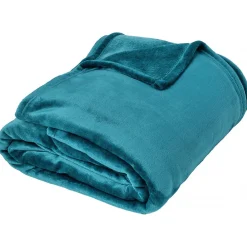 Couverture polaire microvelours 220x240 cm VELVET Bleu Lac>Linnea Hot