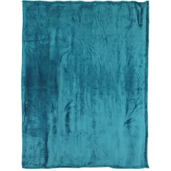 Couverture polaire microvelours 220x240 cm VELVET Bleu Lac><noscript><img width=