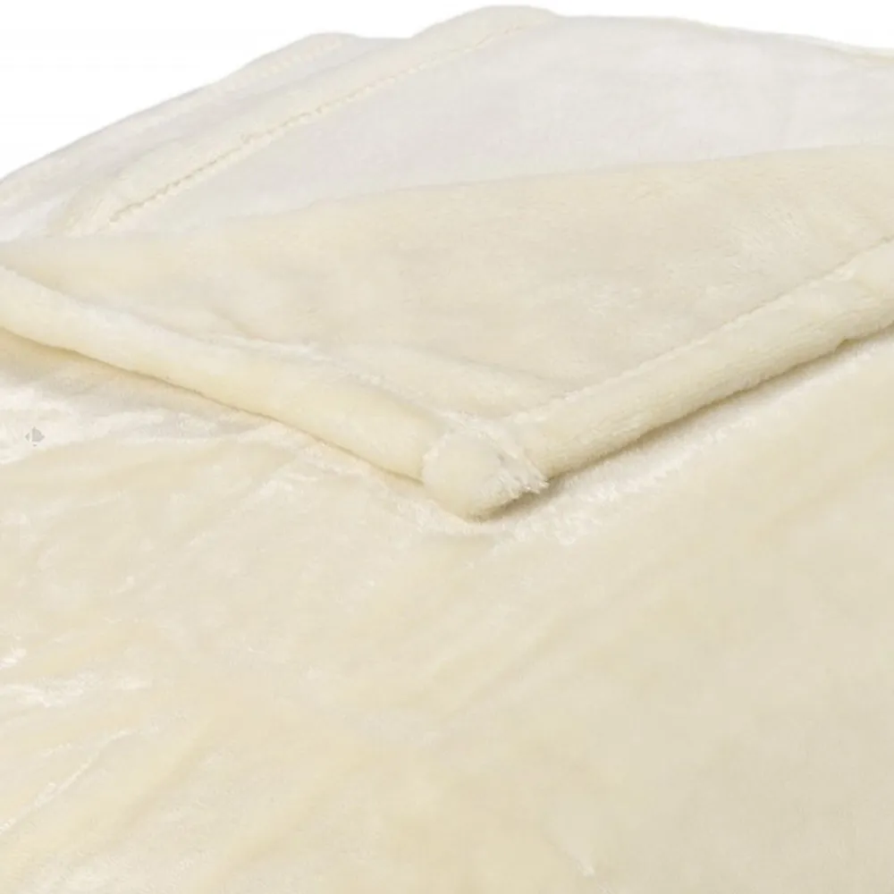 Couverture polaire microvelours 240x260 cm VELVET Ivoire>Linnea Outlet