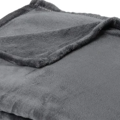 Couverture polaire microvelours 240x260 cm VELVET Gris Acier><noscript><img width=