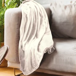 Linnea Couverture polaire microvelours 180x220 cm VELVET Ivoire* Couverture